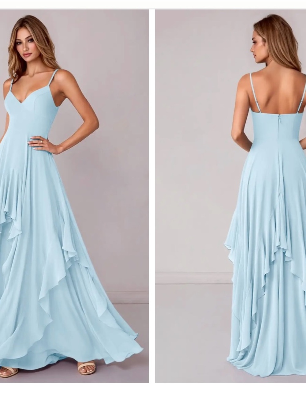 Azazie X Barbie 1004 (Zaina) Sky Blue Ruffle Dress